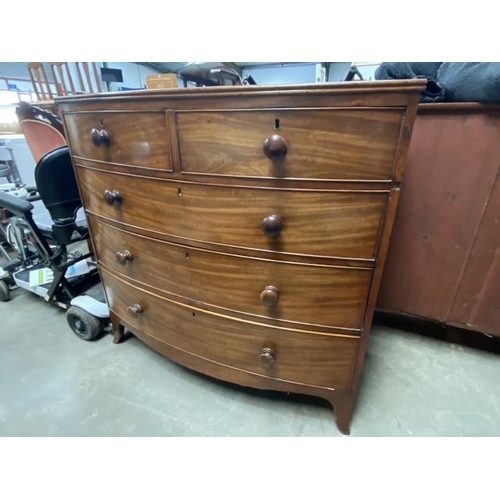 59 - Victorian mahogany 2 over 3 bow fronted chest of drawers 102H 106W 53D