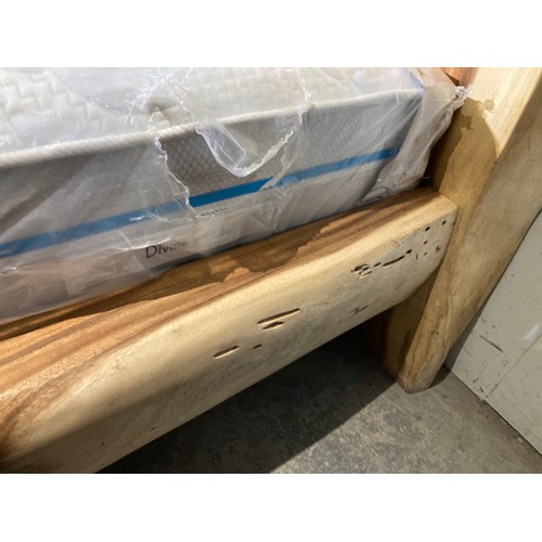 232 - Hand made teak root 4ft bed frame (over all dimensions 126H 175W 230D) with a Divine Sleep Molook 10... 