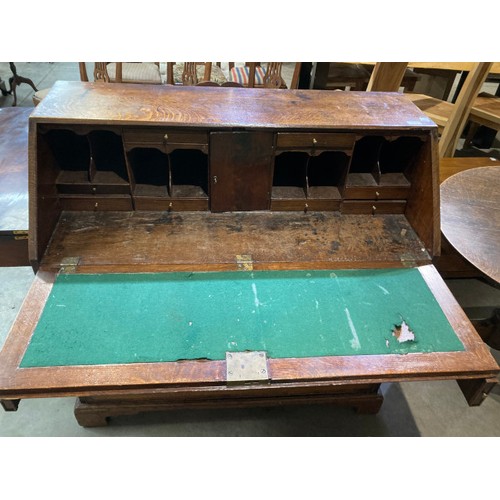 218 - George lll oak and mahogany cross banded bureau (circa 1790) 106H 107W 50D