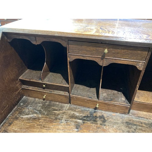 218 - George lll oak and mahogany cross banded bureau (circa 1790) 106H 107W 50D