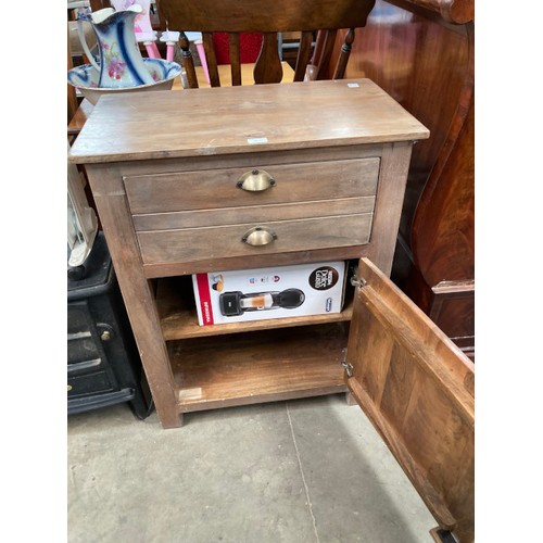 152 - Indian hardwood one door/one drawer cupboard 91H 71W 41D