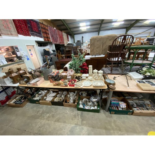 546 - 12 boxes of assorted collectables including cut and pressed glass, wine glasses, part tea sets inclu... 