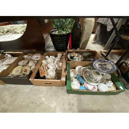 546 - 12 boxes of assorted collectables including cut and pressed glass, wine glasses, part tea sets inclu... 