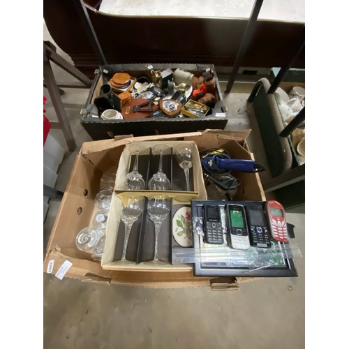 546 - 12 boxes of assorted collectables including cut and pressed glass, wine glasses, part tea sets inclu... 