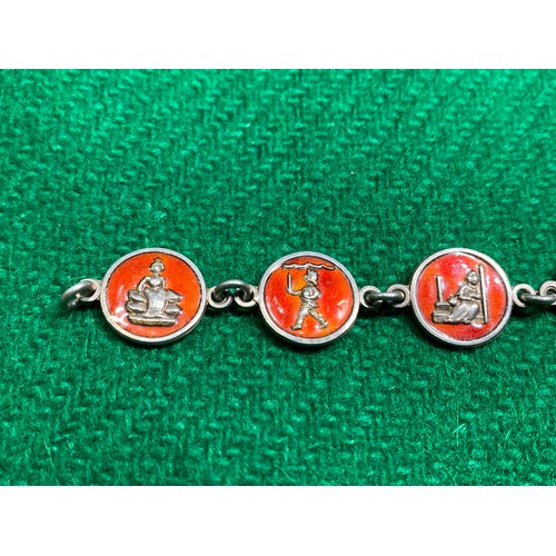 360 - Danish sterling silver and enamel bracelet (17cm)