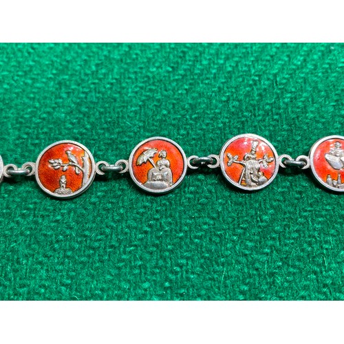 360 - Danish sterling silver and enamel bracelet (17cm)