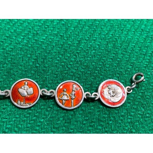 360 - Danish sterling silver and enamel bracelet (17cm)