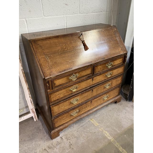 111 - George lll oak and mahogany cross banded bureau (circa 1790) 106H 107W 50D