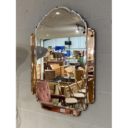 136 - Art Deco frameless mirror 76H 54W