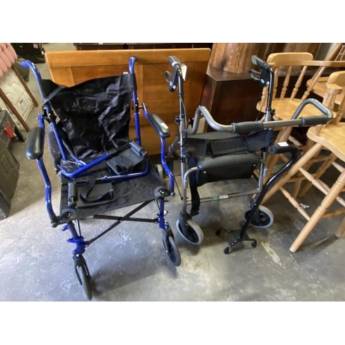 14 - Days mobility walker, folding wheelchair and a walking stick