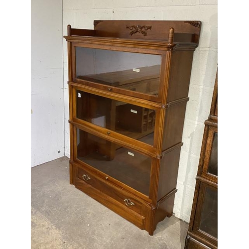 140 - The Globe-Wernicke Co Limited oak 3 height library bookcase with one drawer 136H 91W 32D (Please see... 