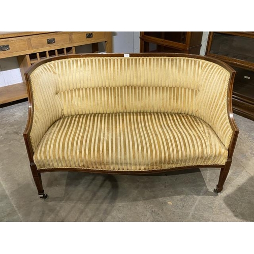 145 - Edwardian mahogany inlaid salon sofa 127W