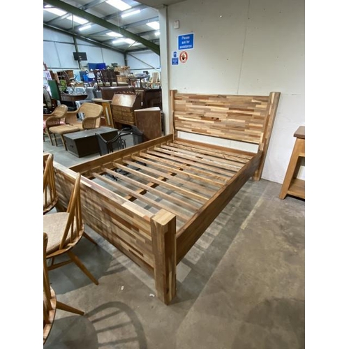 152 - Finger joint Indian walnut king size bed frame with side rails and lats (overall dimensions 120H 170... 