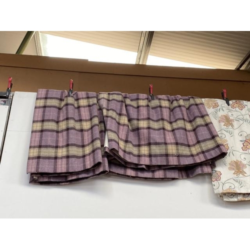 154 - Abraham Moon tartan (Heather) wool, thermal lined curtains - one pair 125cm wide x 135cm drop and 26... 