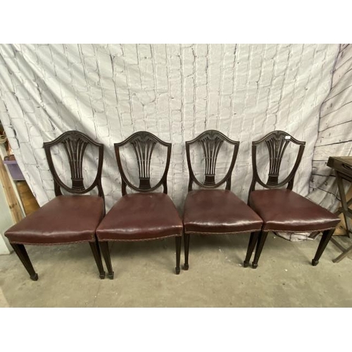 157 - 4 19th century mahogany shield back chairs