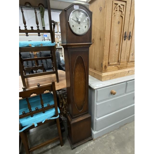 158 - Oak cased grandmother clock 143H 25W 16D (sold as seen)