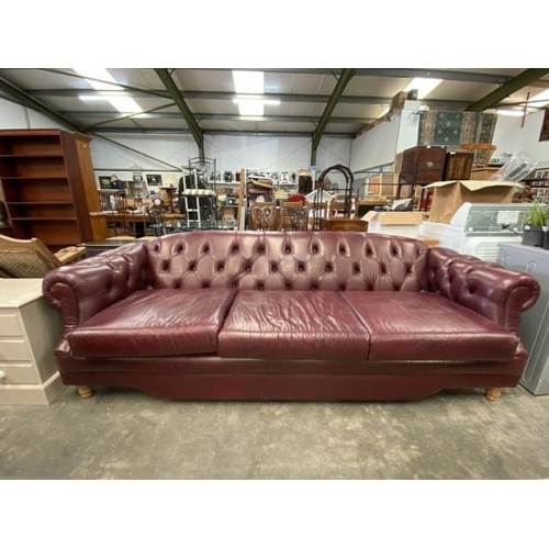 170 - Burgundy leather button back settee 260W