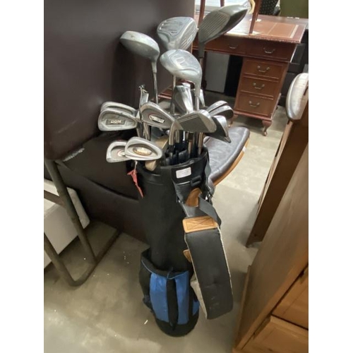 18 - Golf bag and assorted clubs including Howson, Dunlop and Cleveland