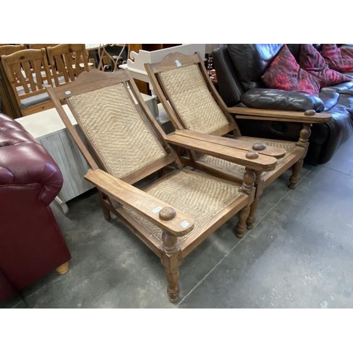 189 - 2 teak framed Plantation chairs 67W 110D