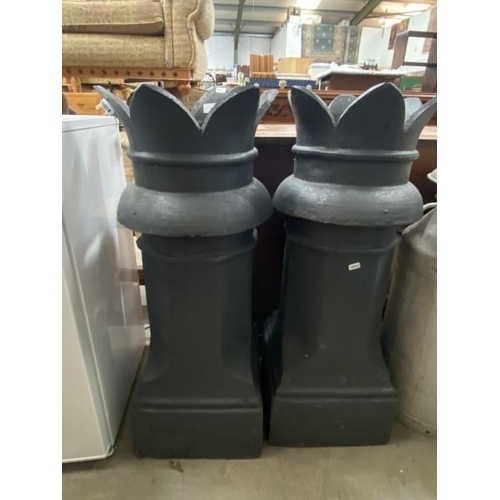 22 - 2 painted Victorian chimney pots 89H 35cm diameter