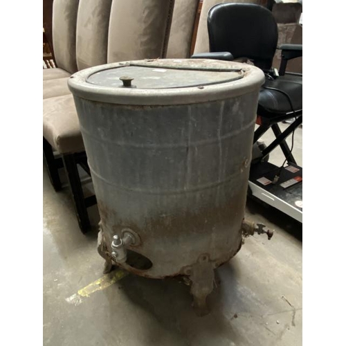 29 - Vintage galvanised water heater 70H 50cm diameter (as found)