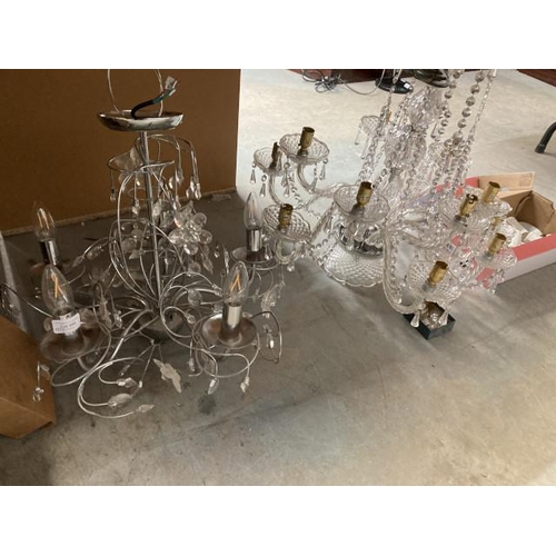 450 - 12 branch glass chandelier with accessories and one other