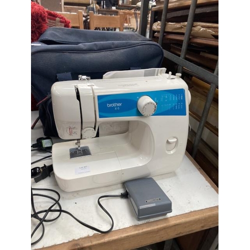 467 - Brother X-5 electric sewing machine with instruction manual, foot pedal , power lead and carrying ba... 