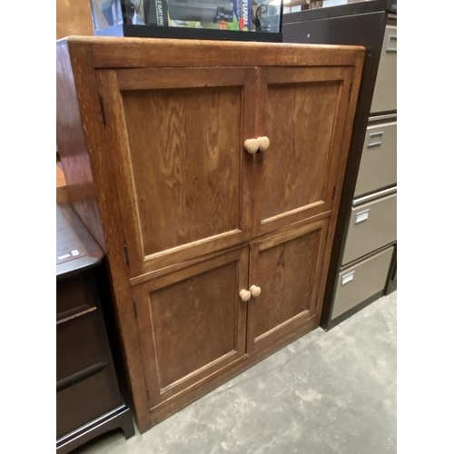 48 - Edwardian oak four door cupboard with one drawer and shelves to the interior 120H 90W 44D