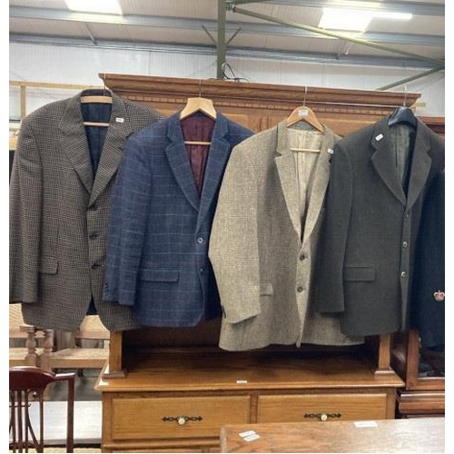 480 - 4 men's jackets - dark green wool & cashmere 40R, Santinelli British Wool check 54R, Robert Bunney c... 