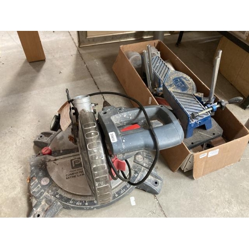 487 - Performance electric compound mitre saw and a manual GS mitre saw