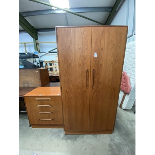 66 - Mid century G Plan teak four drawer chest 76H 72W 44D and a matching 2 door wardrobe 176H 91W 59D (P... 