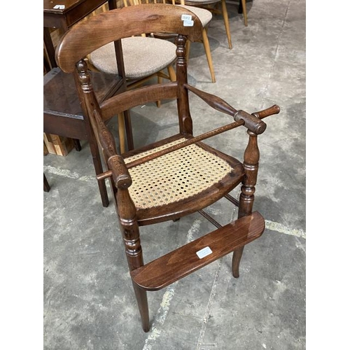 76 - Victorian beech child's high chair 87H 48W