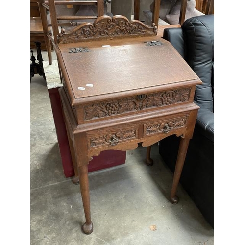 78 - Victorian carved oak clerks desk 107H 59W 44D