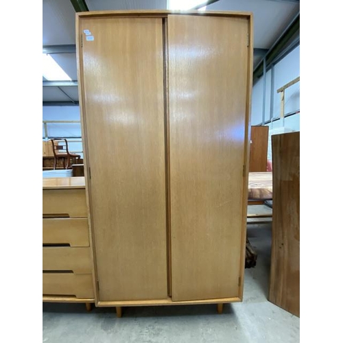 89 - Mid century John and Sylvia Reid 'Stag' C Range teak two door wardrobe 182H 92W 56D
(Please see addi... 