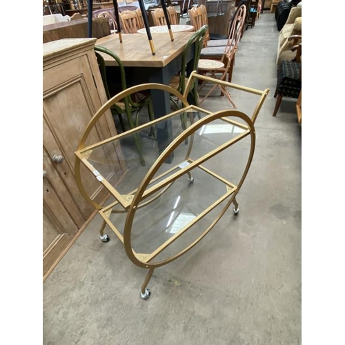 97 - Gilt metal Art Deco style drinks trolley 78H 63W 37D