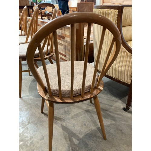 147 - 4 Ercol (blue label) blond elm hoop back chairs 43W (Please see additional photos)