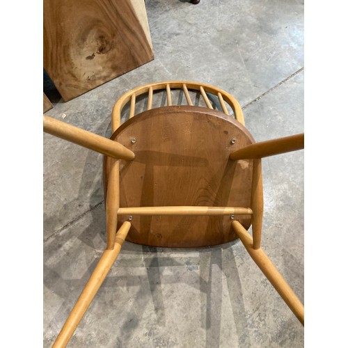 147 - 4 Ercol (blue label) blond elm hoop back chairs 43W (Please see additional photos)