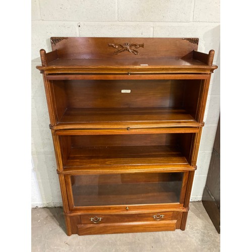 140 - The Globe-Wernicke Co Limited oak 3 height library bookcase with one drawer 136H 91W 32D (Please see... 