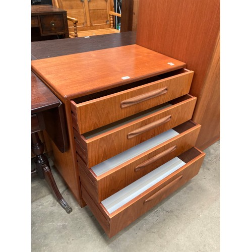 66 - Mid century G Plan teak four drawer chest 76H 72W 44D and a matching 2 door wardrobe 176H 91W 59D (P... 