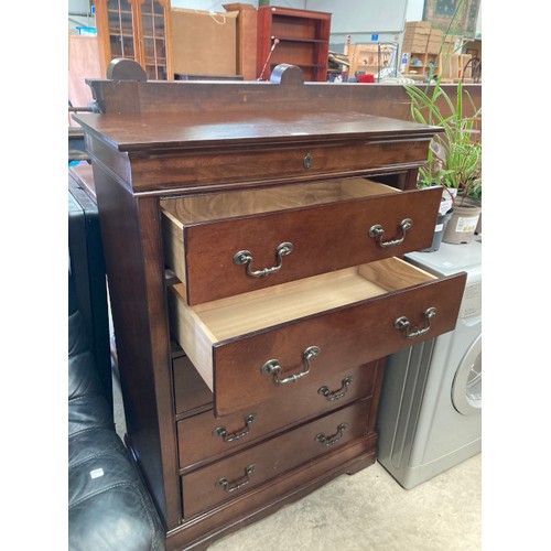 93 - Cherrywood five drawer chest 122H 84W 46D (Please see additional photos)