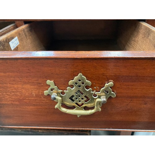 174 - Georgian mahogany three drawer serving table with brass handles 86H 152W 64D
(Please see additional ... 