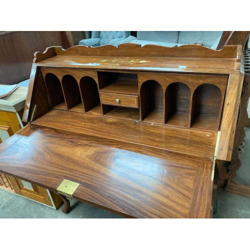 179 - Continental walnut with brass inlay bureau 106H 97W 34D