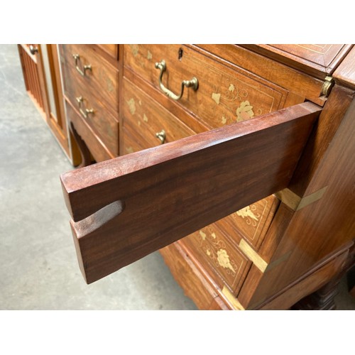 179 - Continental walnut with brass inlay bureau 106H 97W 34D