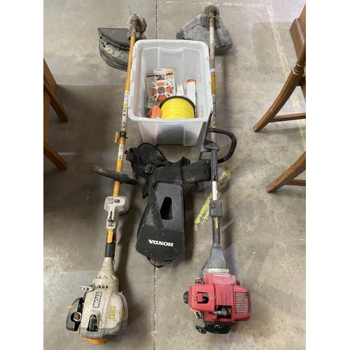 1 - RYOBI & Honda petrol strimmers with accessories (sold as seen, spares or repairs)