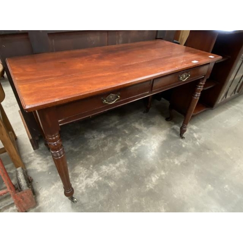 106 - Victorian mahogany two drawer console table 74H 119W 57D