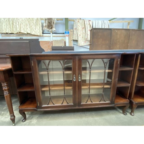 107 - Mahogany glazed bookcase/display cabinet 89H 153W 31D