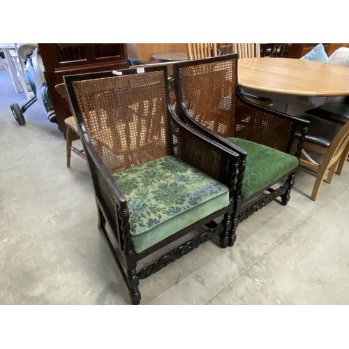 115 - Pair of oak Art Nouveau carver chairs 106H 58W 52D