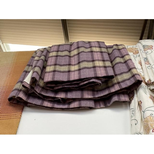 126 - Abraham Moon tartan (Heather) wool, thermal lined curtains - one pair 125cm wide x 135cm drop and 26... 