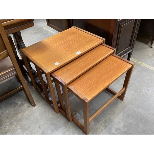 127 - Mid century teak nest of 3 tables 47H 57W 39D (possible G Plan)