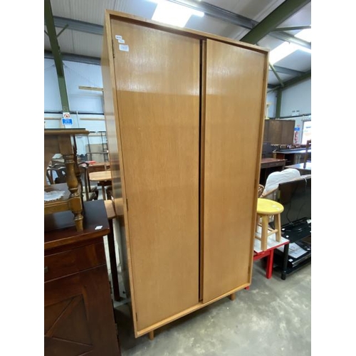 130 - Mid century John and Sylvia Reid 'Stag' C Range teak two door wardrobe 182H 92W 56D
(Please see addi... 